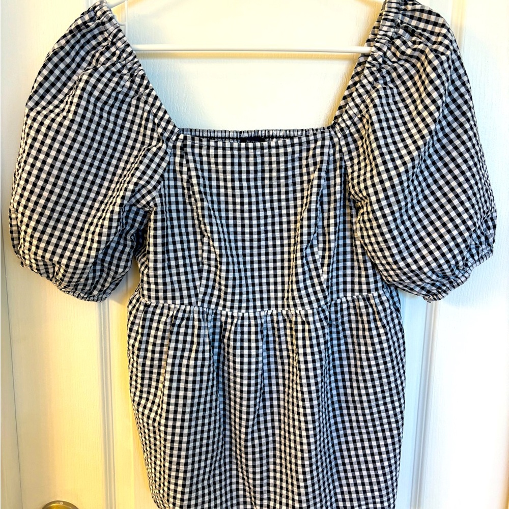 NWOT Ladies Nautica Blue & White Checked Gingham Shirt, Size Large